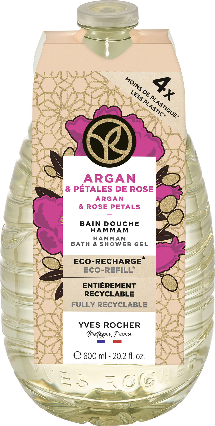 Yves Rocher Argan & Rose Petals dušo ir vonios gelis, papildymas