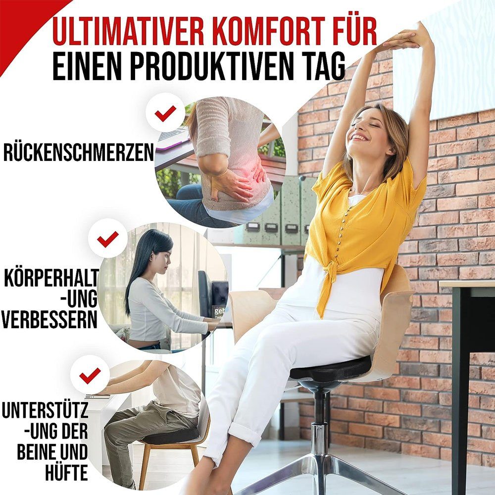 Sarfly Stuhlkissen Sitzkissen Orthopädisch für Bürostuhl, Lendenwirbelkissen Sitzkissen, für Stuhl, Sitzkissen Auto, Rückenkissen Bürostuhl