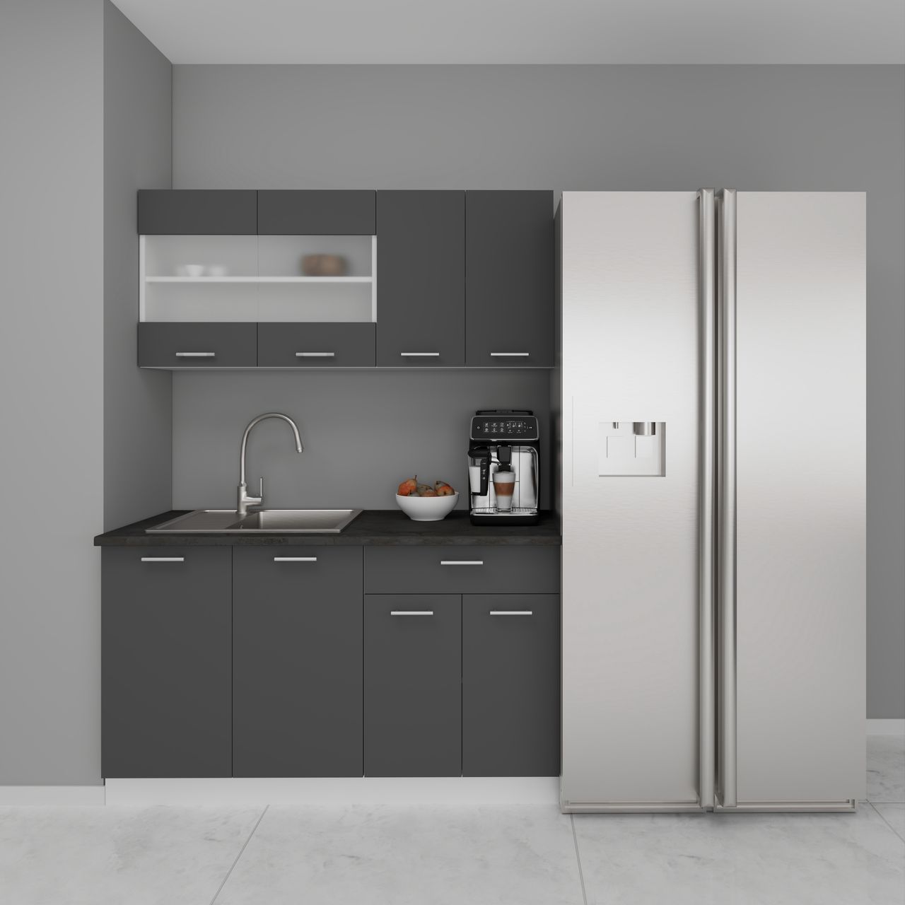 VCM 4-tlg Singleküche Einbauküche Küchenzeile Küchenblock Komplettküche 140 cm Esilo