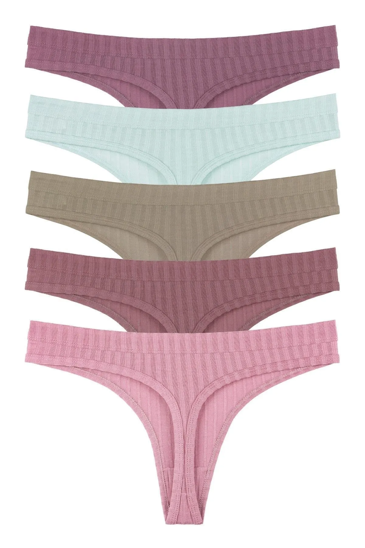 Sensu  5-teiliges Tanga-Höschen-Set für Damen mit Schnurbindung in sanften Farben – Kts3052