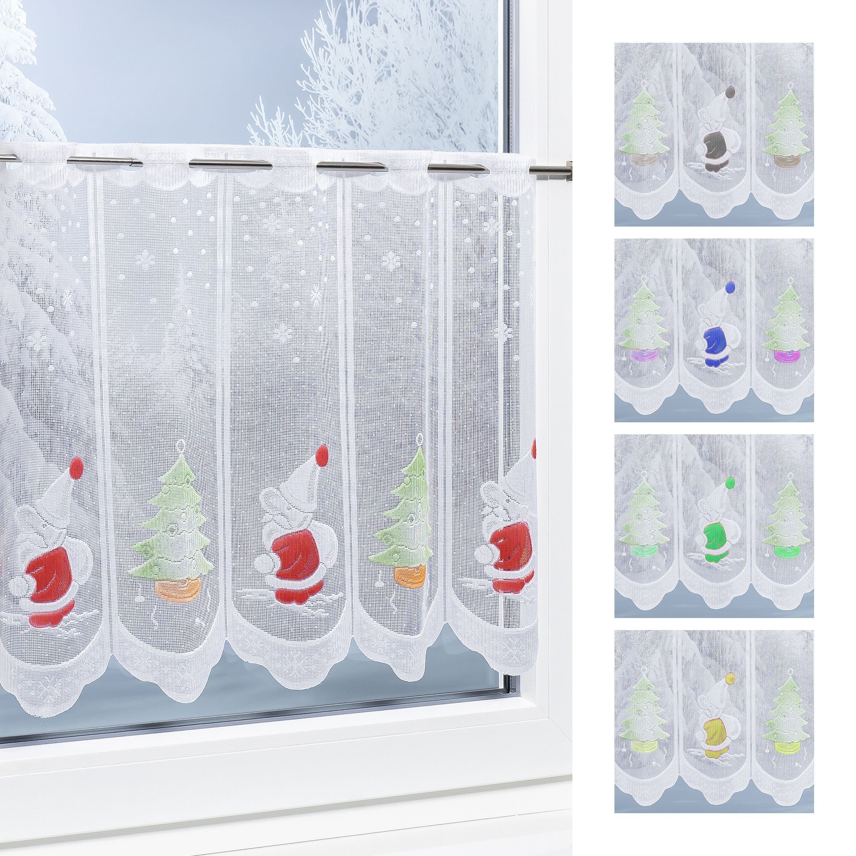 Scheibengardine Weihnachtsm. u. Tannenb., LYSEL®, (1 St), transparent, HxB 50x42cm