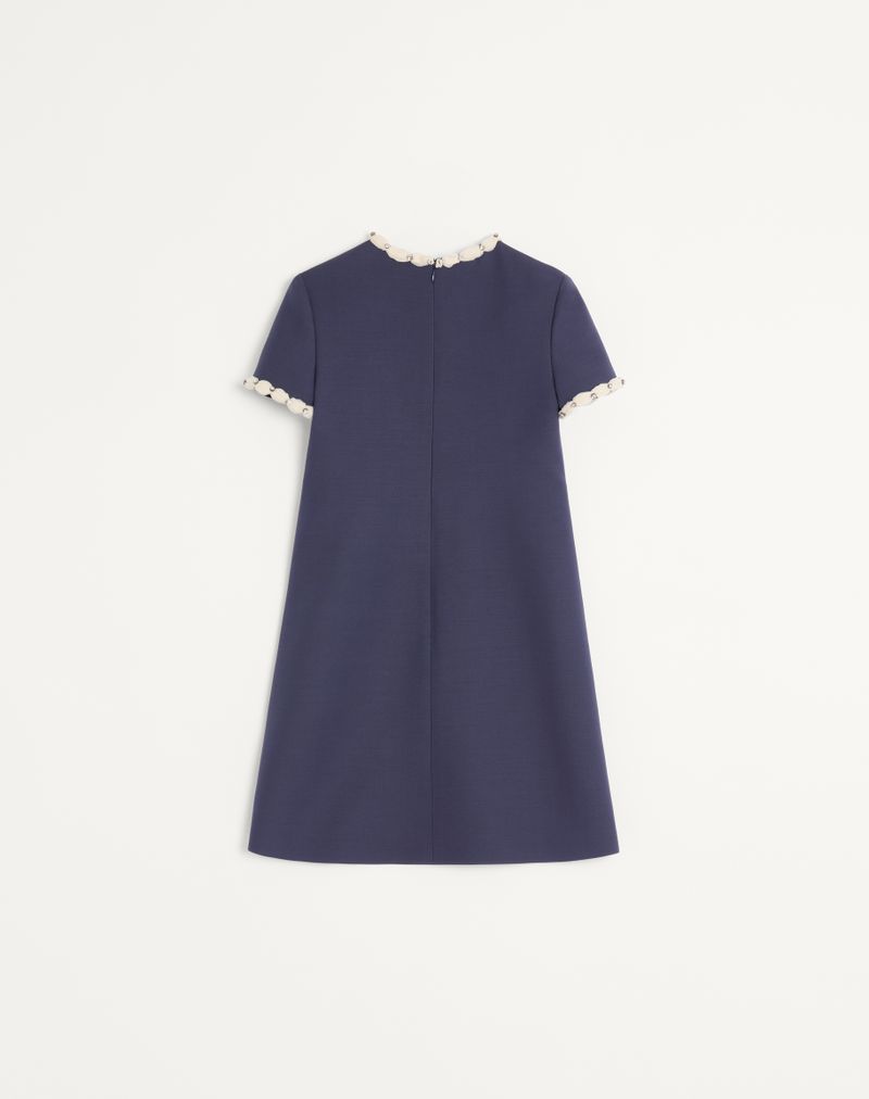 Vestido curto de crepe bordado de alta costura