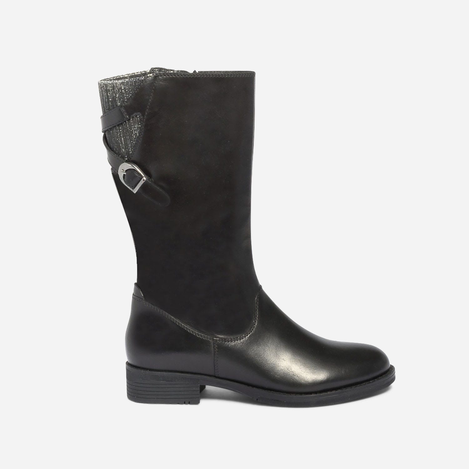 Botte noire en cuir avec bride arrière