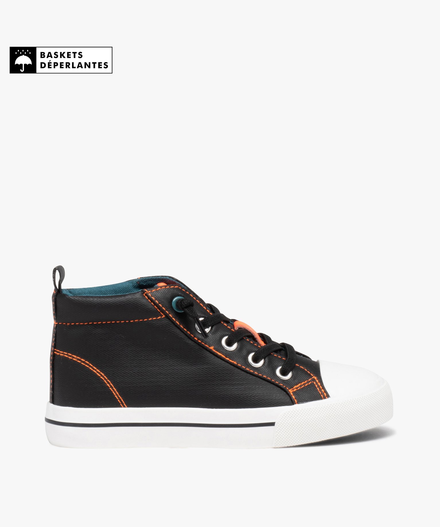 Baskets Garçon mid-cut déperlantes noir | GEMO