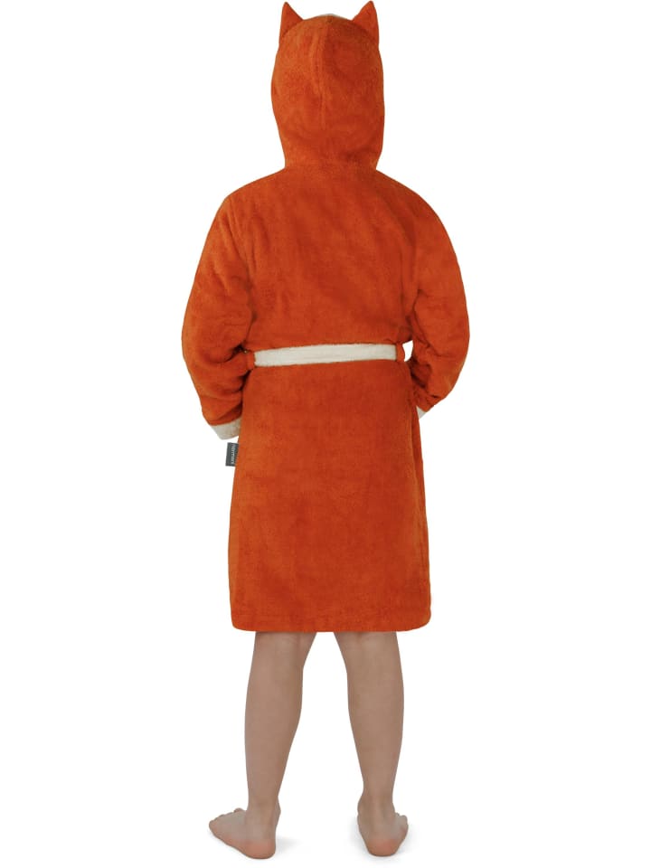 normani Kinder Bademantel aus Bio-Baumwolle Malia in Orange / Fuchs günstig kaufen