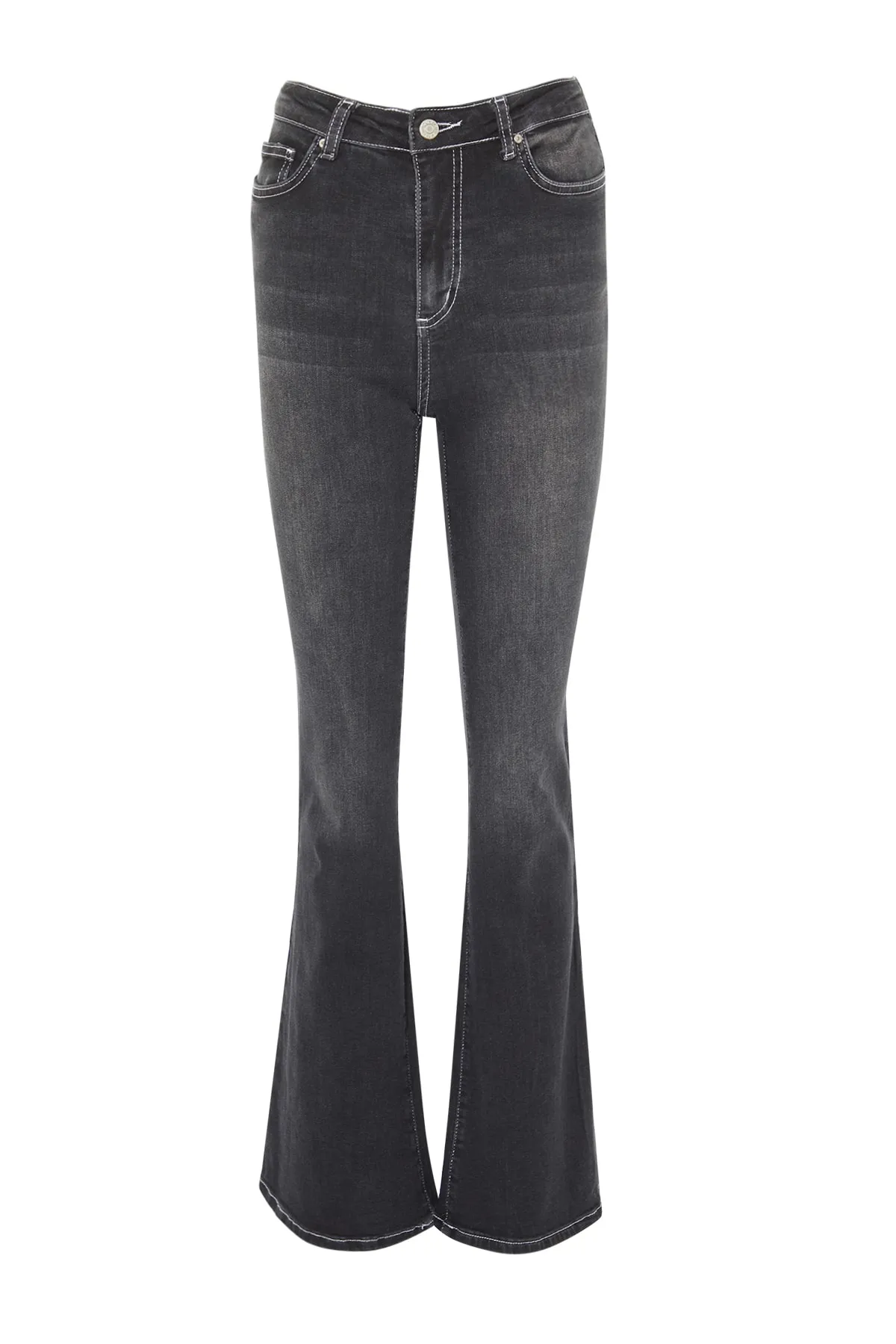 Trendyol Collection  Schwarze Schlagjeans mit hoher Taille TWOSS22JE0460