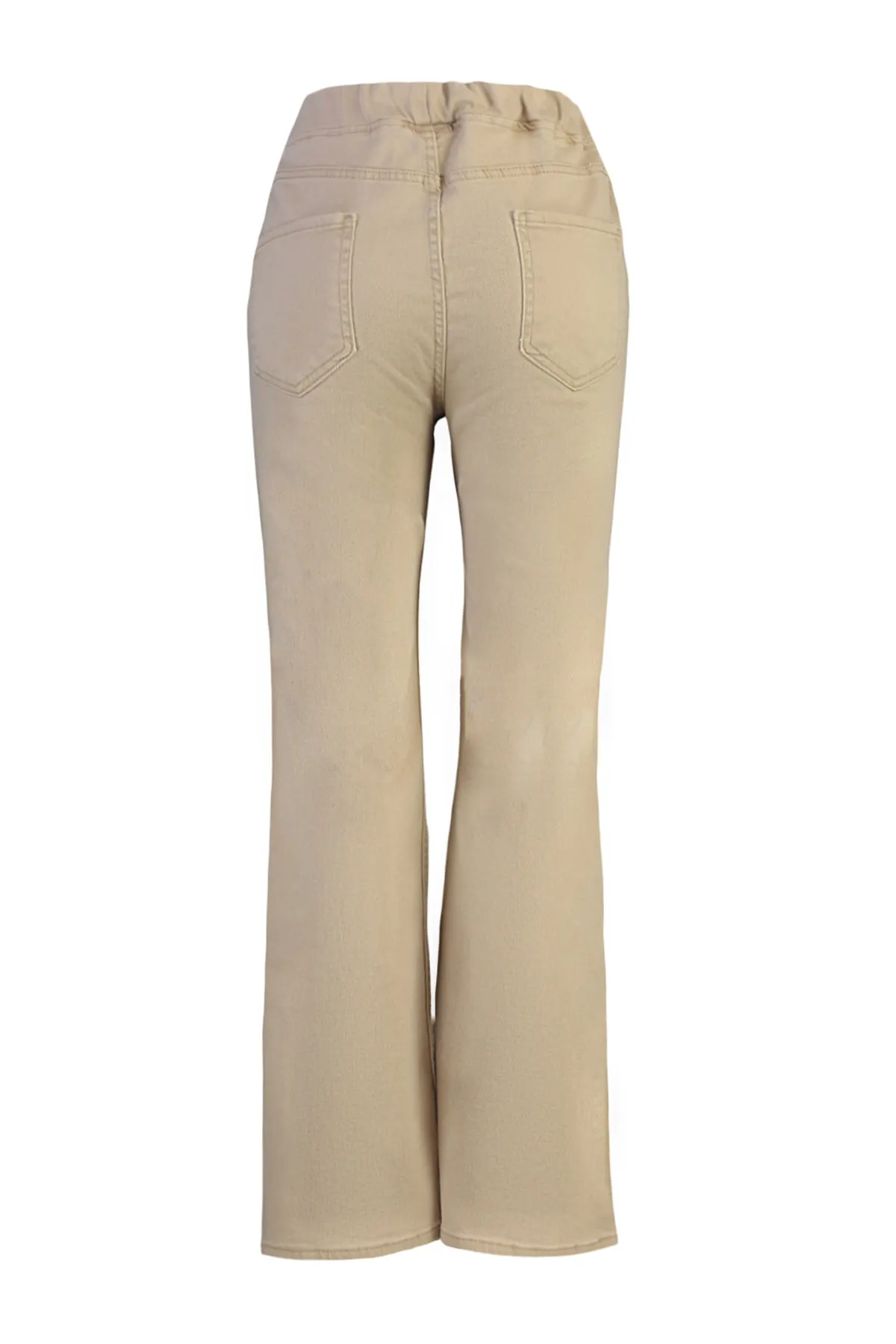 Trendyol Curve  Beigefarbene Jeans mit spanischem Bein und elastischem Bund TBBAW23CJ00060