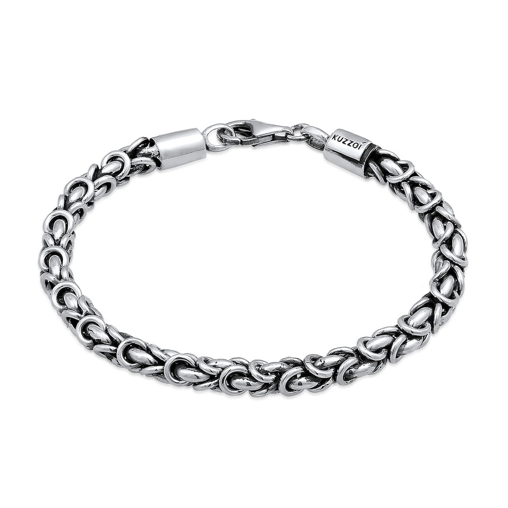 KUZZOI KUZZOI Bracelet Maillons hommes de base Massif en argent sterling 925 Bracelet