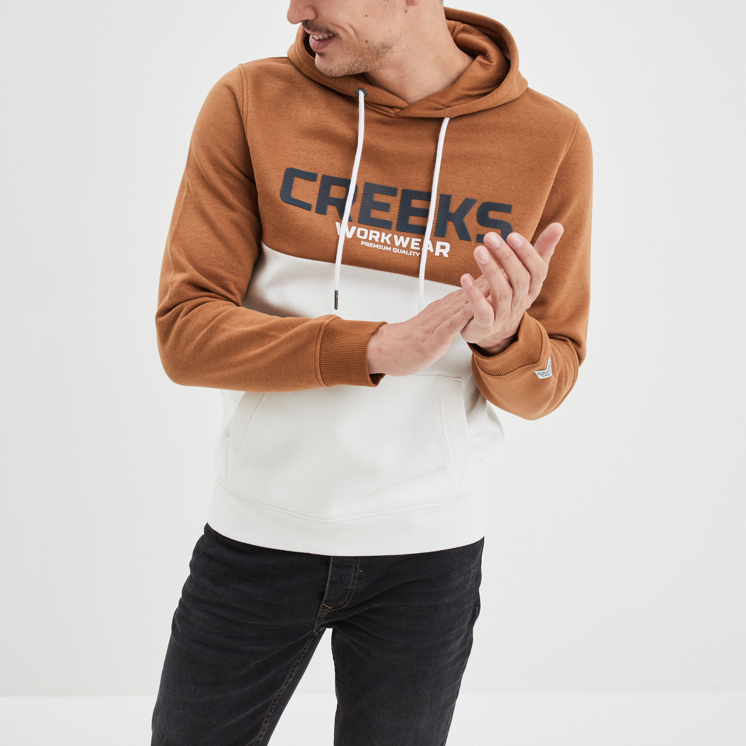 Sweat à capuche hoodie Creeks marron homme | La Halle
