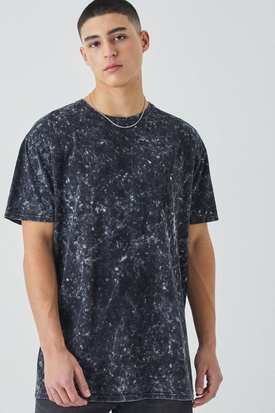 Oversize T-Shirt mit Acid-Waschung und Print