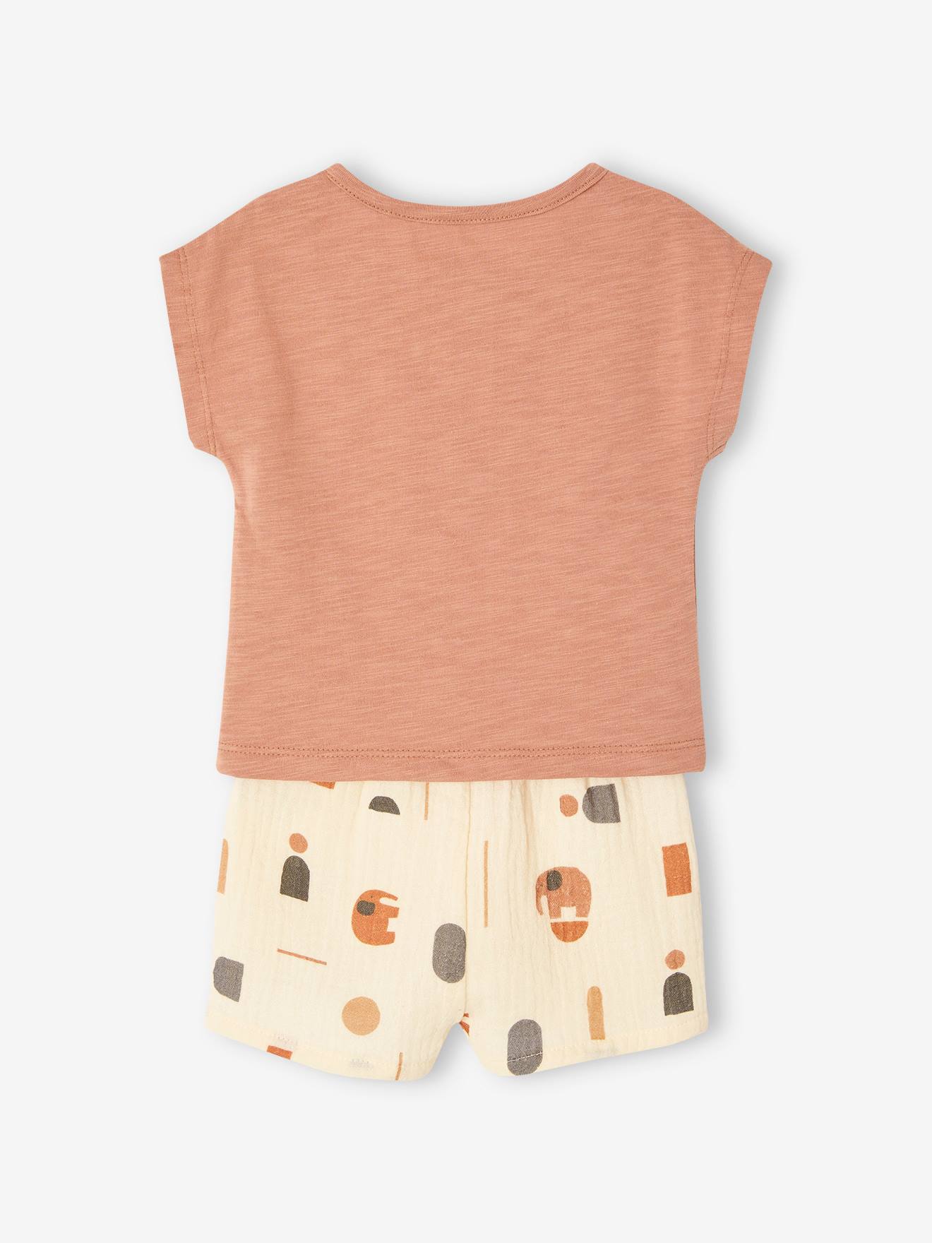 Vertbaudet Baby-Set: T-Shirt & Shorts - mokka