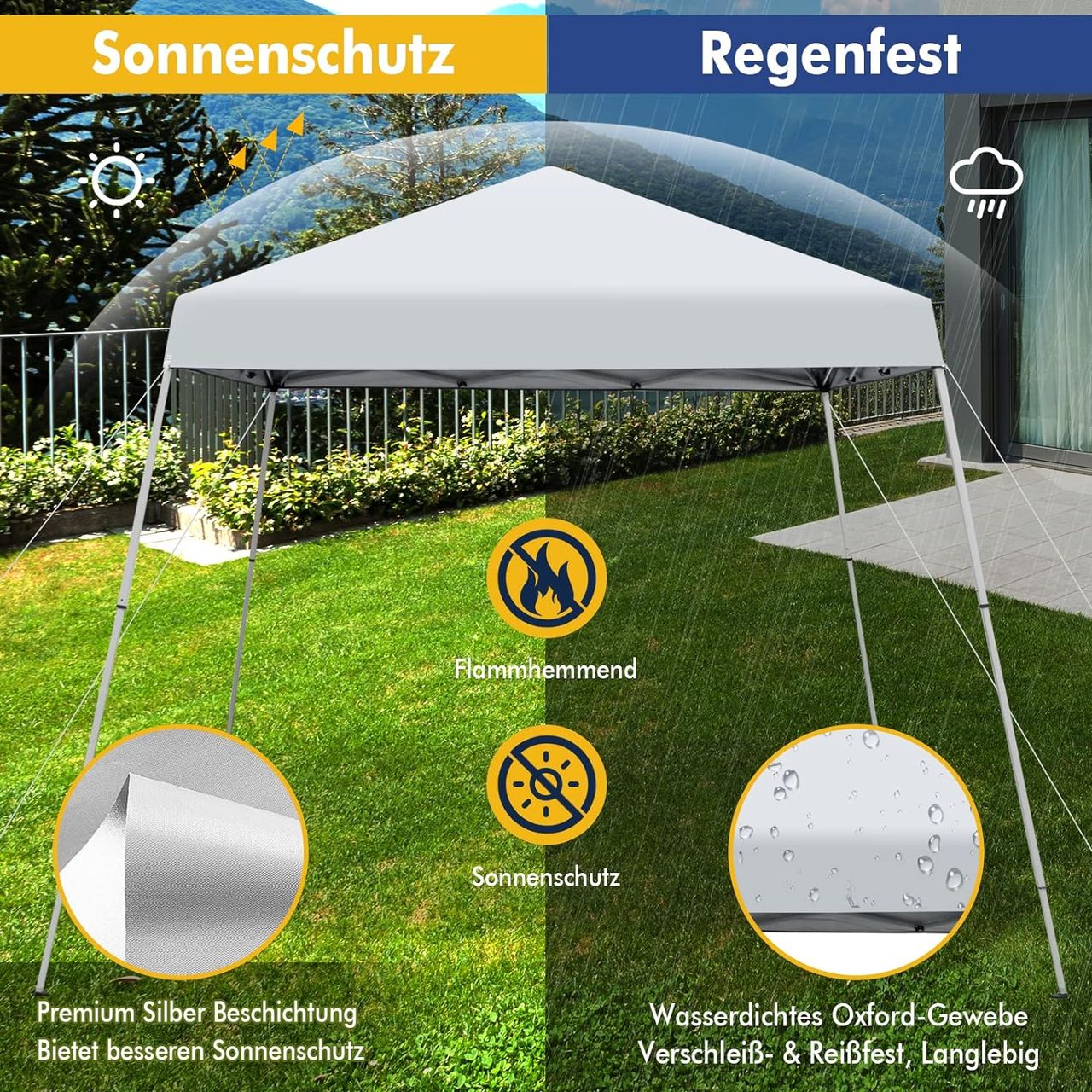 Costway 3x3 m Faltpavillon, Pop Up Gartenpavillon