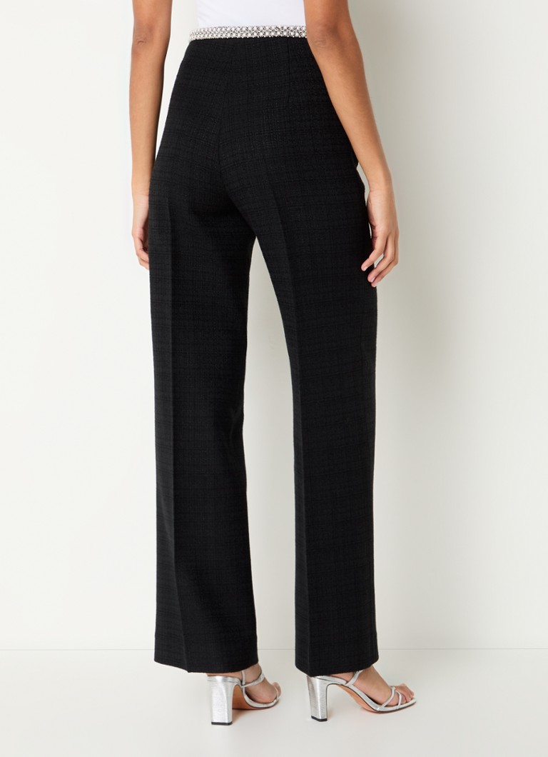 Pantaloni Sandro cu talie înaltă, cu croială largă, și garnitură din tweed.
