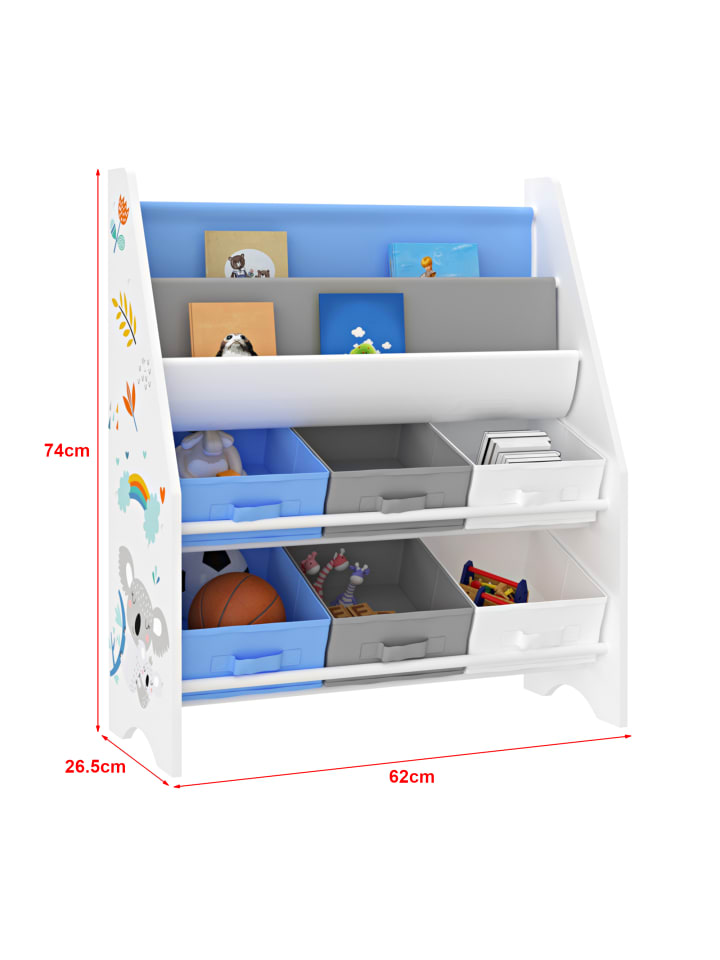 en.casa Kinderregal Ponteceso in Blau (H)74cm (B)62cm (T)26.5cm günstig kaufen onesize