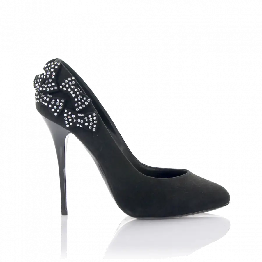Giuseppe Zanotti - Pumps ZADINA 105 Kalbsvelours Schleife Strass schwarz - schwarz