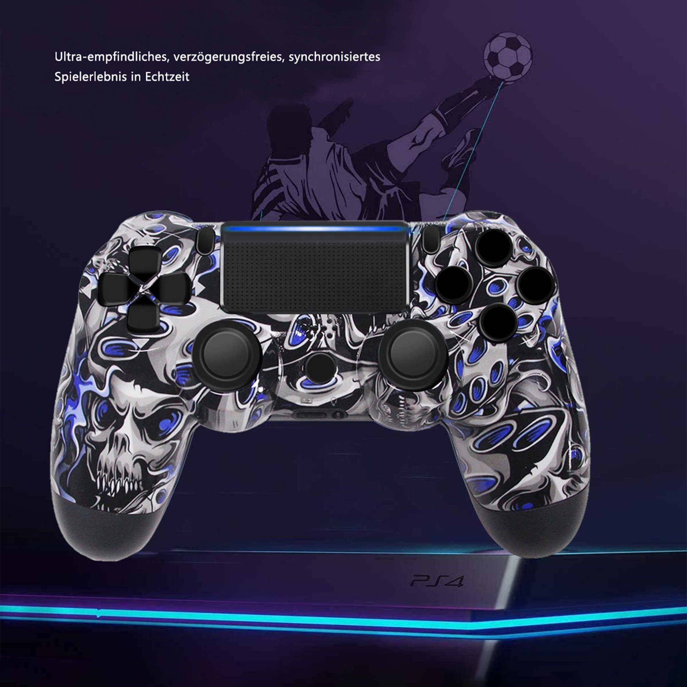 Tadow Wireless Gamepad, Controller, für PS4, Bluetooth(Blau-Todesgeist) PlayStation 4-Controller