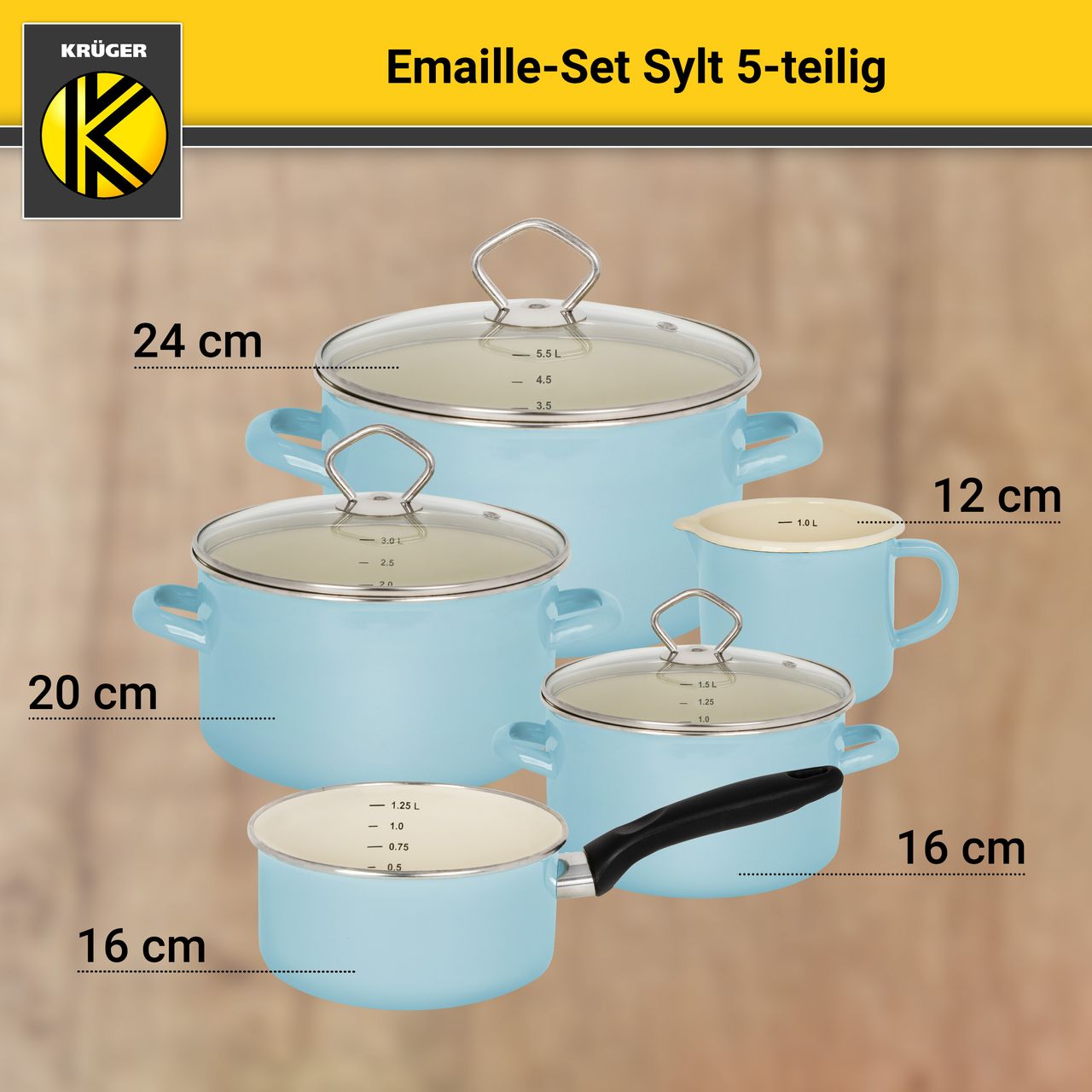 Karl Krüger Emailliertes Topf-Set SYLT, 5tlg.