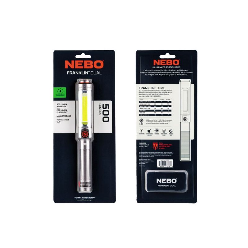 NEBO Franklin Dual wiederaufladbare 500 Lumen LED WLT-0022