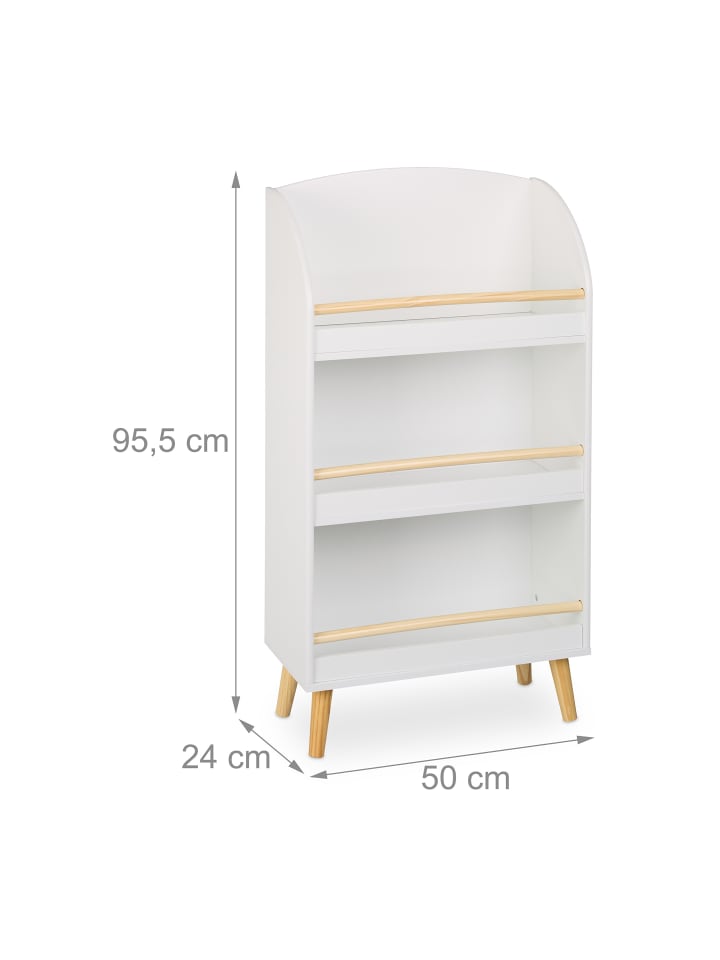 relaxdays Kinderbücherregal in Weiß/ Natur - (B)50 x (H)95,5 x (T)24 cm günstig kaufen onesize