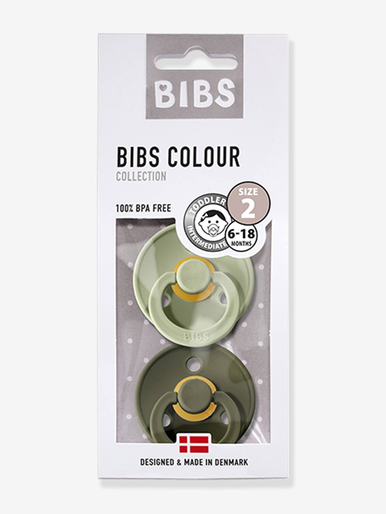 Bibs 2 Beruhigungssauger COLOUR BIBS, Gr. 2 (6-18 Monate) - dunkelgrau+hellblau