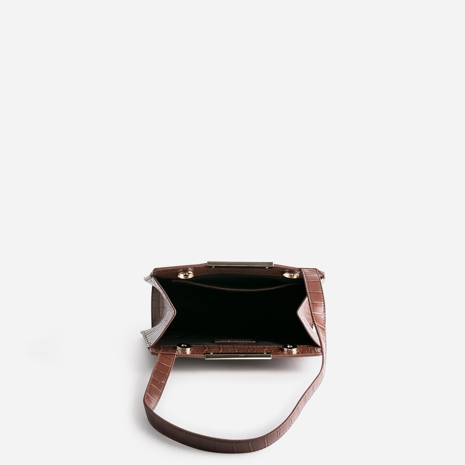 Sac à main cognac embossé effet croco