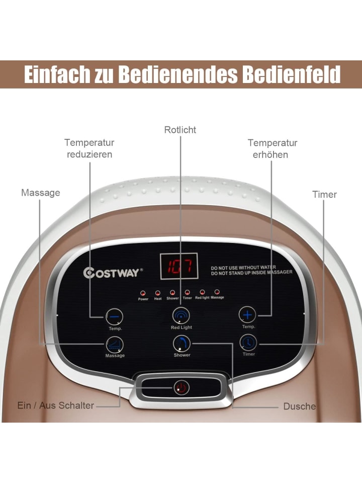 COSTWAY Fußbad Massagegerät in Braun günstig kaufen 46 cm