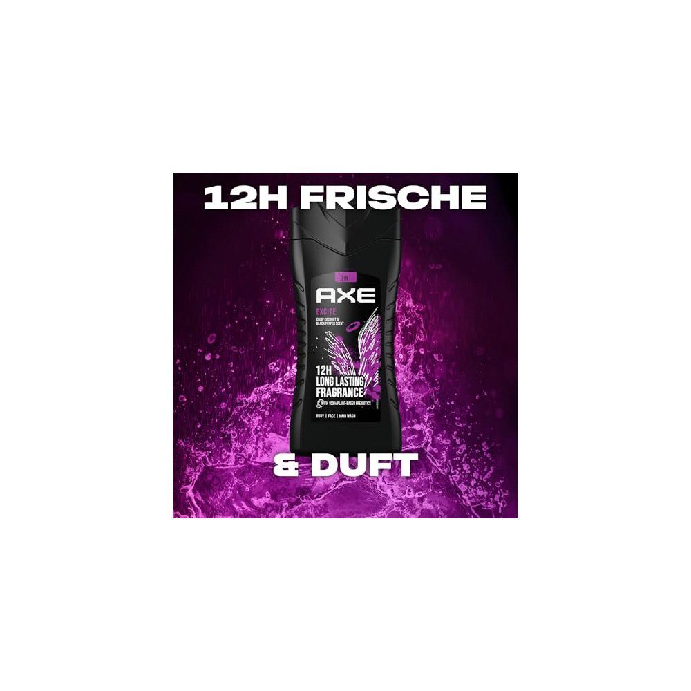 axe Duschgel Excite 3-in-1 Shower Gel & Shampoo for Long-Lasting Freshness