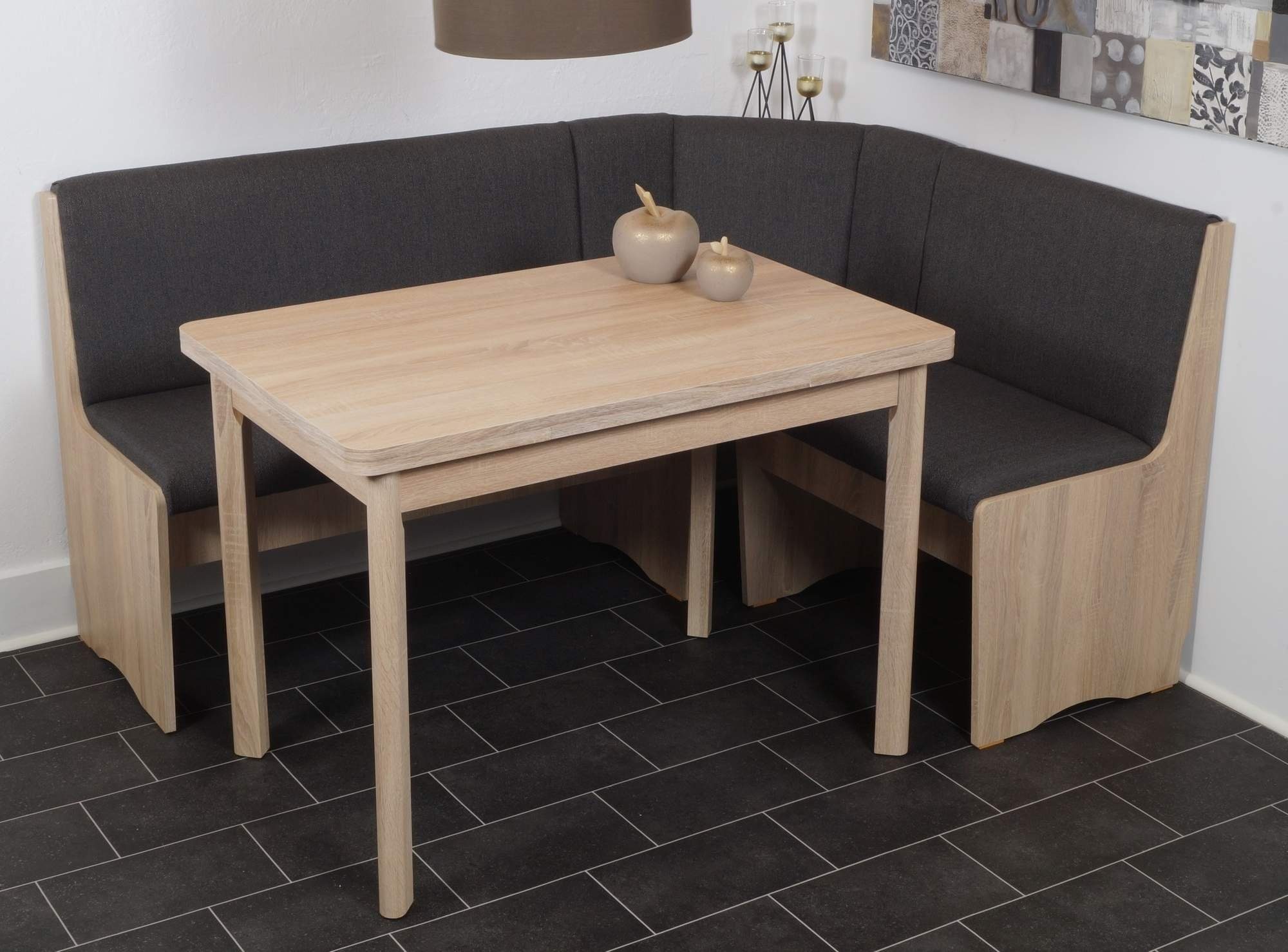 Trendmöbel24 Eckbankgruppe Eckbank Eckbankgruppe DUISBURG mit 4-Fußtisch ausziehbar Sonoma Eiche, (4-tlg)