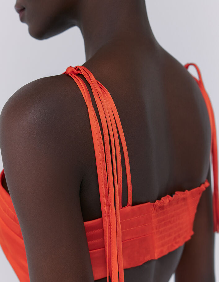 Robe longue asymétrique à dos échancré orange femme