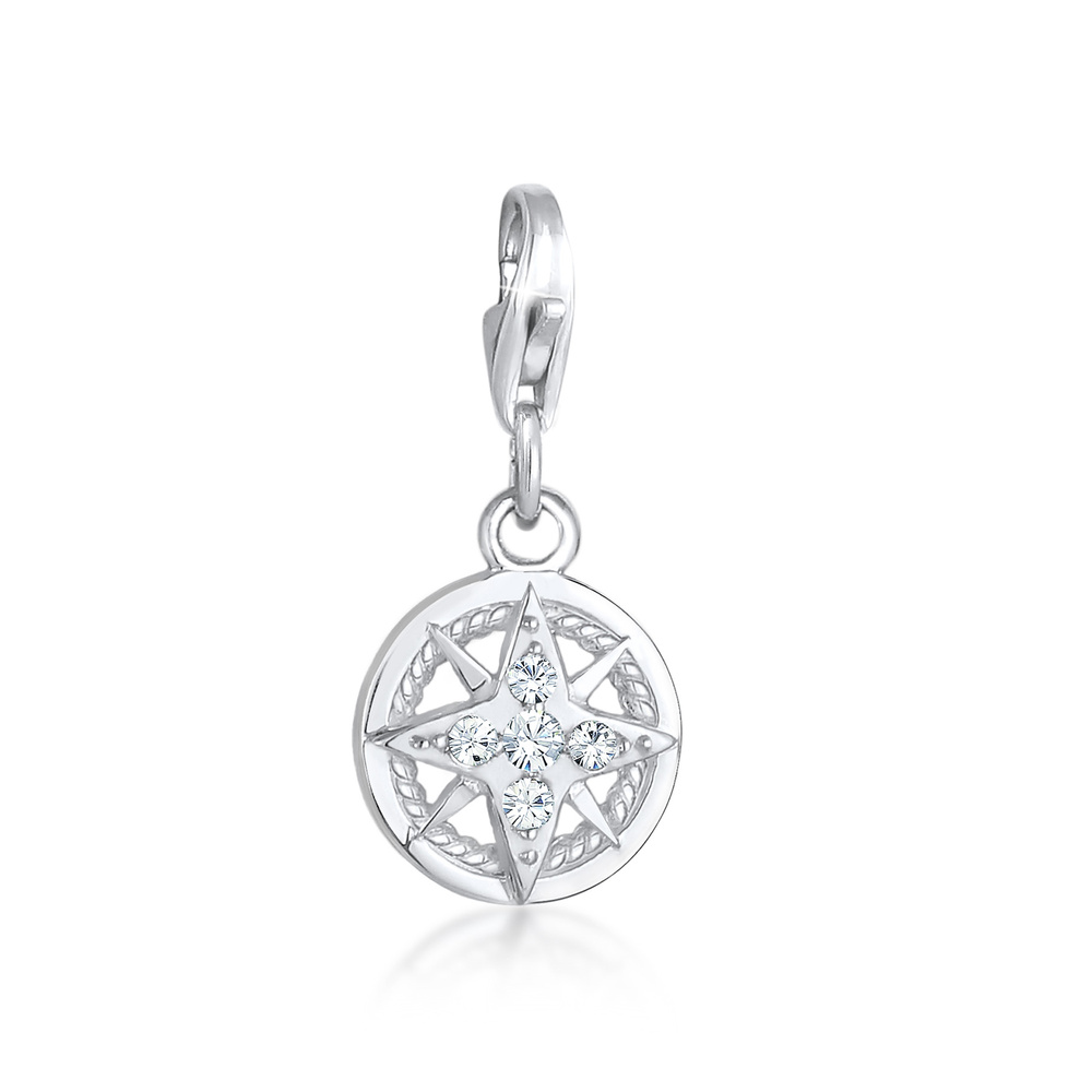 Nenalina Nenalina Amulette Symbole maritime de la boussole pour dames avec cristaux en arg Pendentif