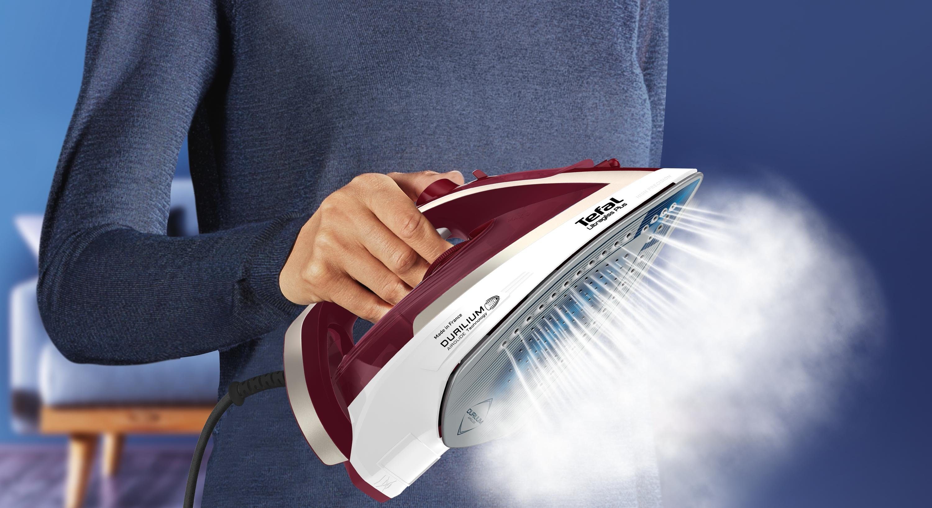 Tefal Dampfbügeleisen Ultragliss Plus FV6810, 2800 W, Durilium Airglide Bügelsohle, Vertikale Dampffunktion
