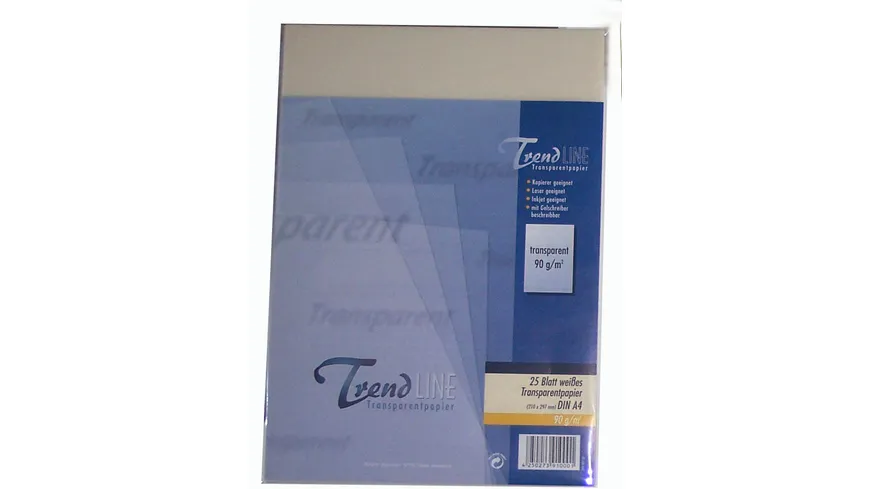 TrendLINE Transparentpapier A4 90g transparent-weiß 25 Blatt