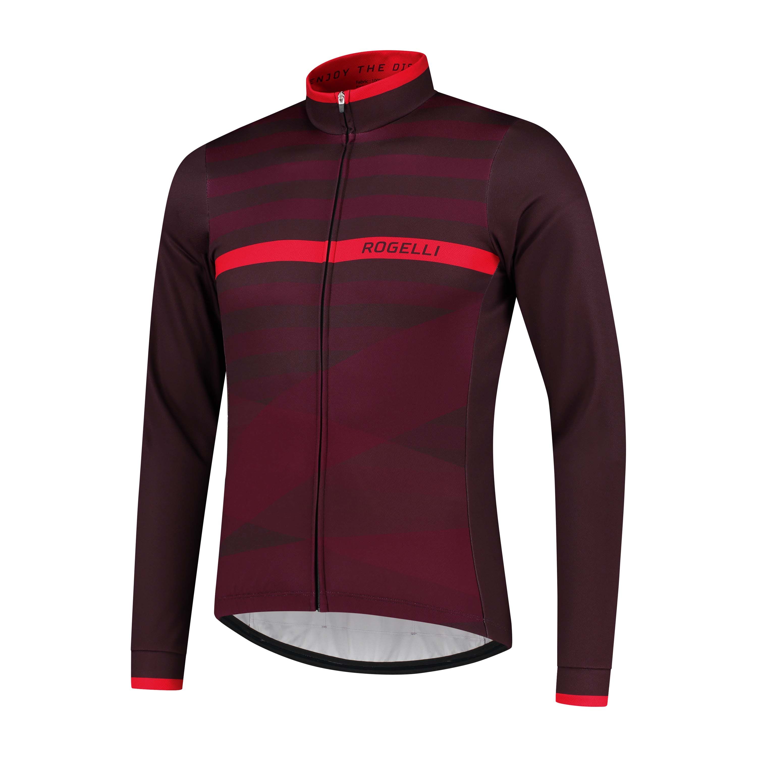 Rogelli Stripe Bordeaux/Lila Herren Radtrikot Langarm