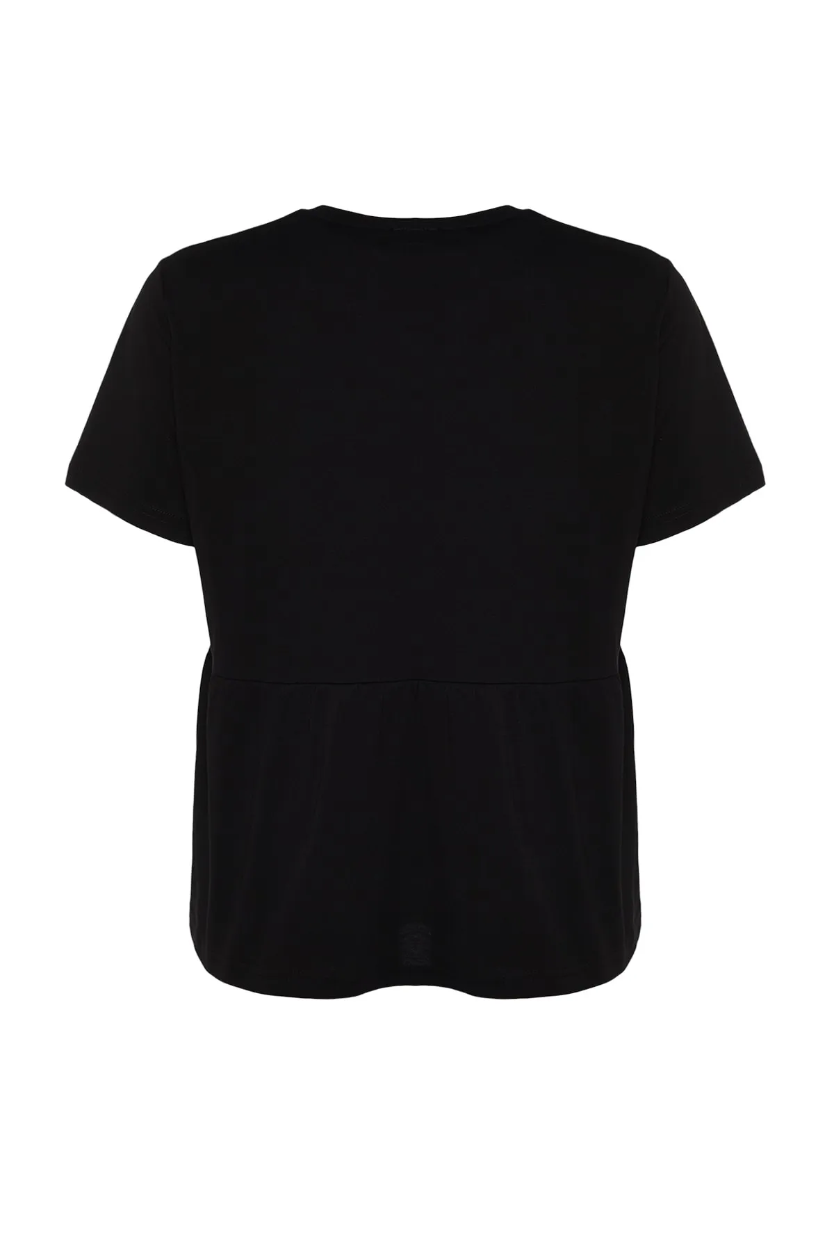 Trendyol Curve  Schwarzes Strick-T-Shirt mit Rundhalsausschnitt TBSSS22TS2094