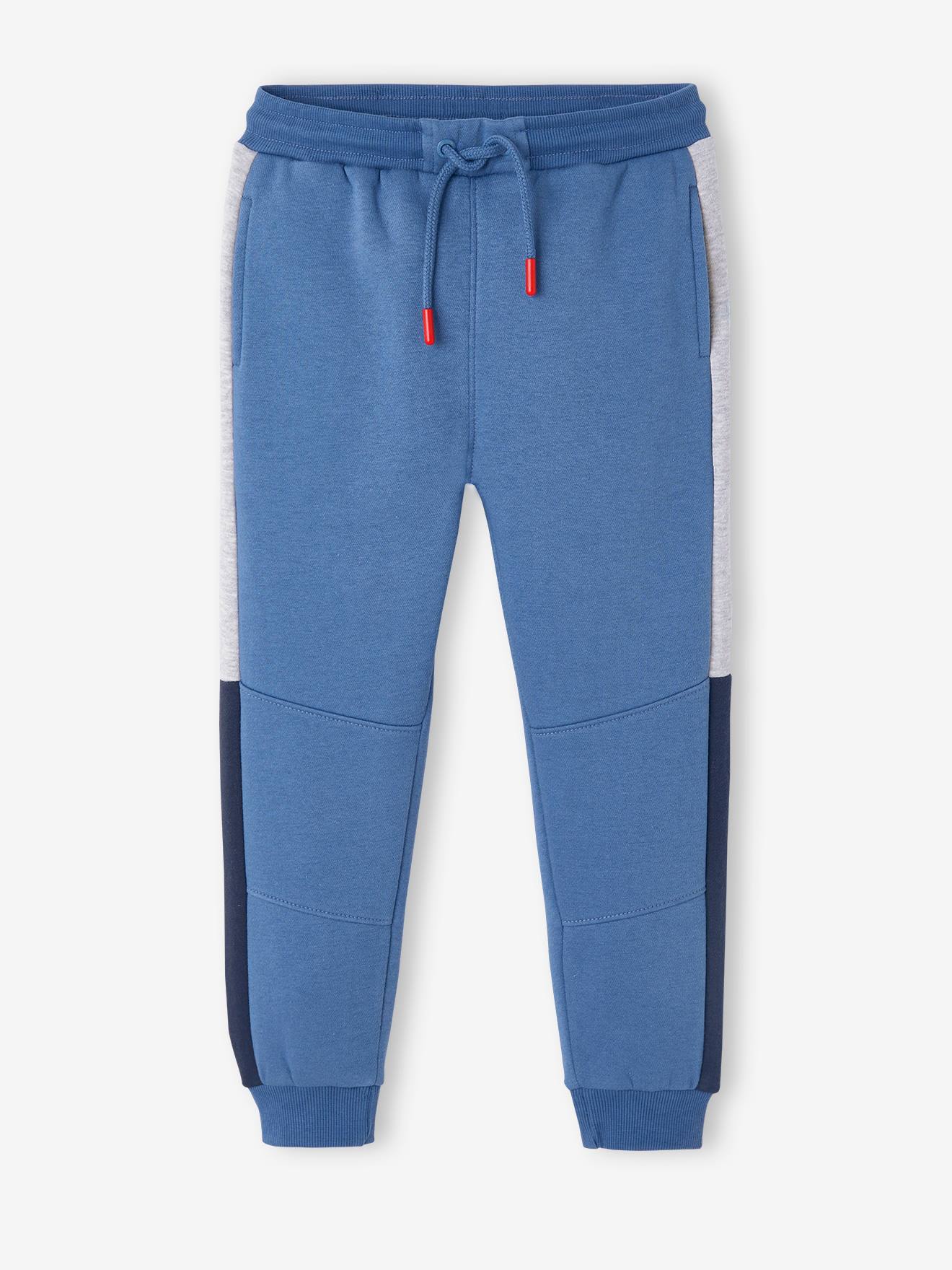 Pantalon jogging bandes côtés garçon. gris anthracite