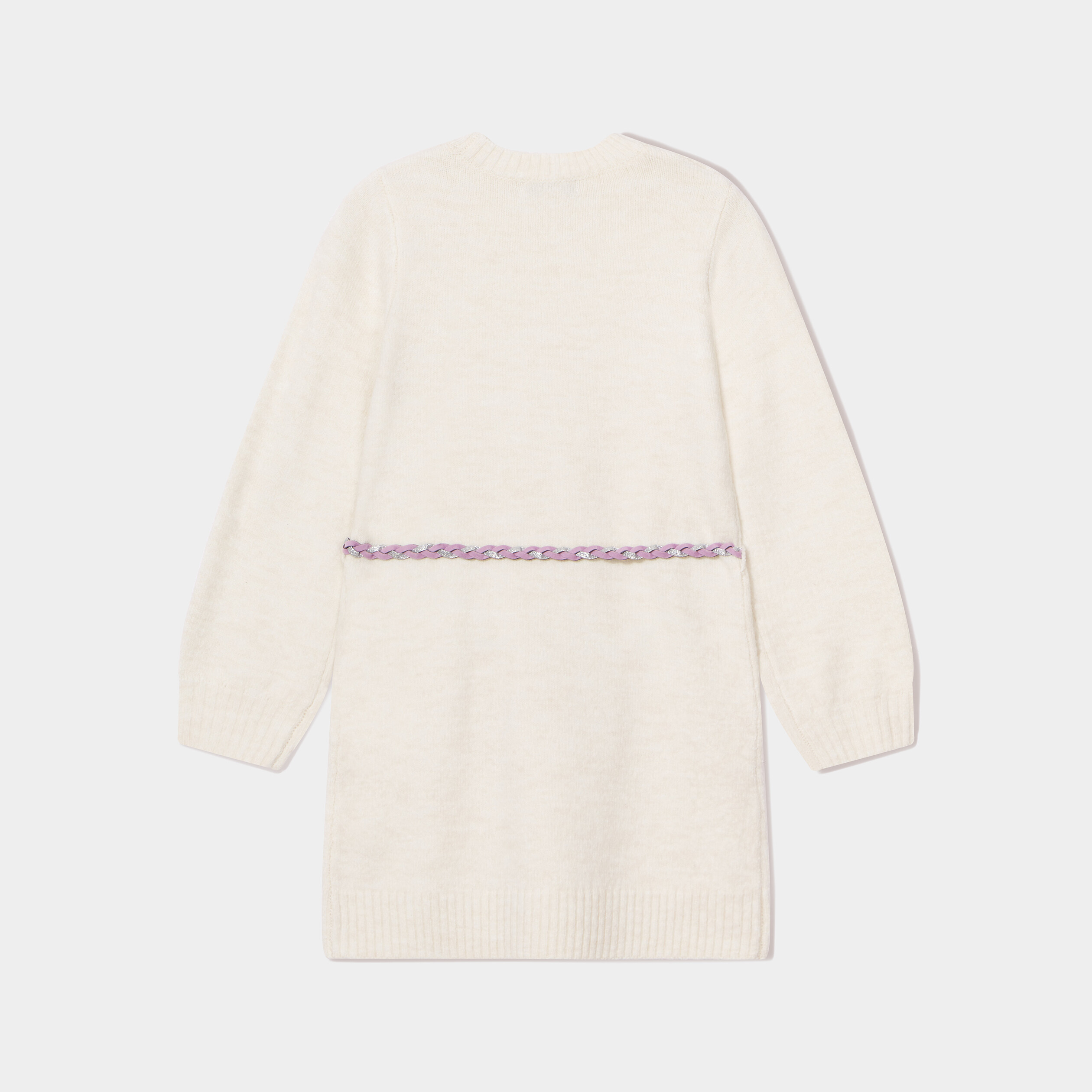 Robe pull avec torsades et ceinture beige fille | La Halle