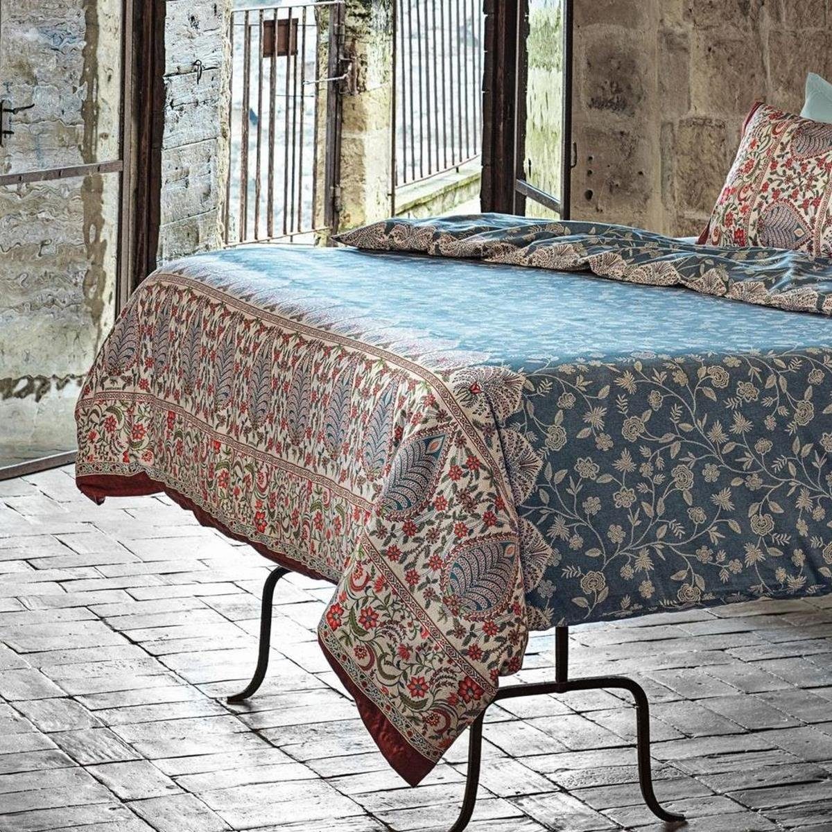 Bettwäsche Bettwäsche Bassetti Mako Satin Barisano C1 Blau Rot Natur 135x200, Bassetti, Mako Satin, 2 teilig, 100% Baumwolle (Premium Mako Satin)