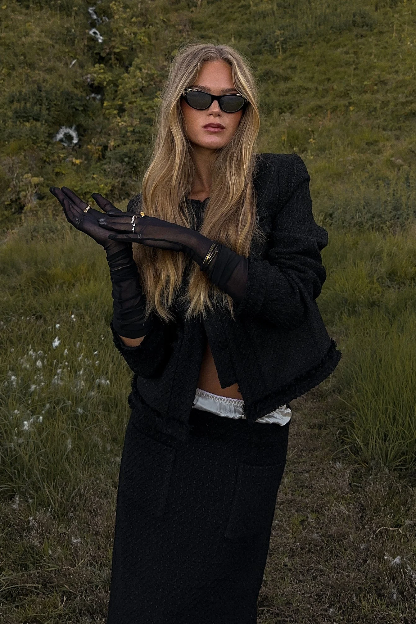 Tweed-Jacke mit Taschendetail