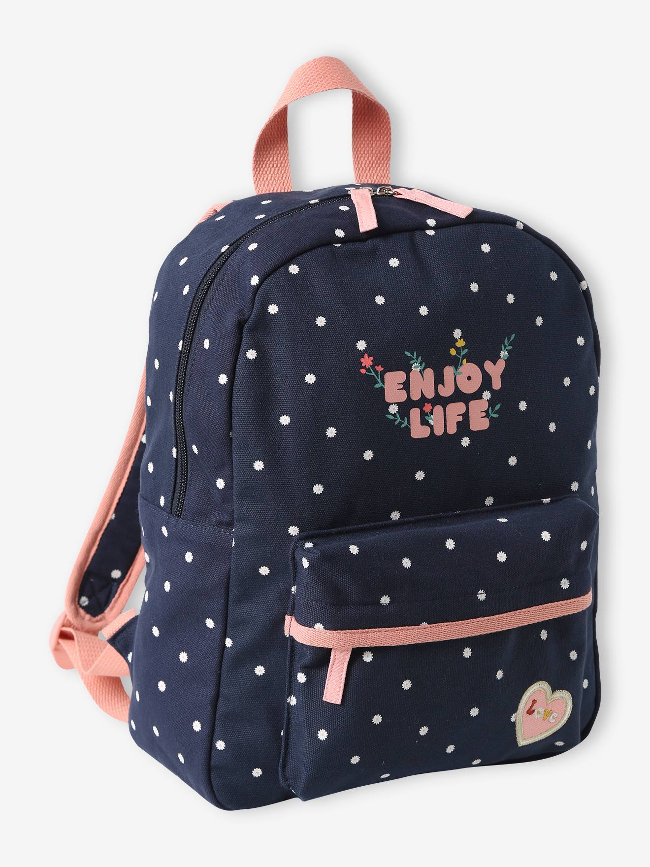 Vertbaudet Mädchen Schulrucksack FLOWER POWER - nachtblau