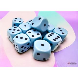 Opaque Pastel D6 Dice Block 16mm - Blue / Black