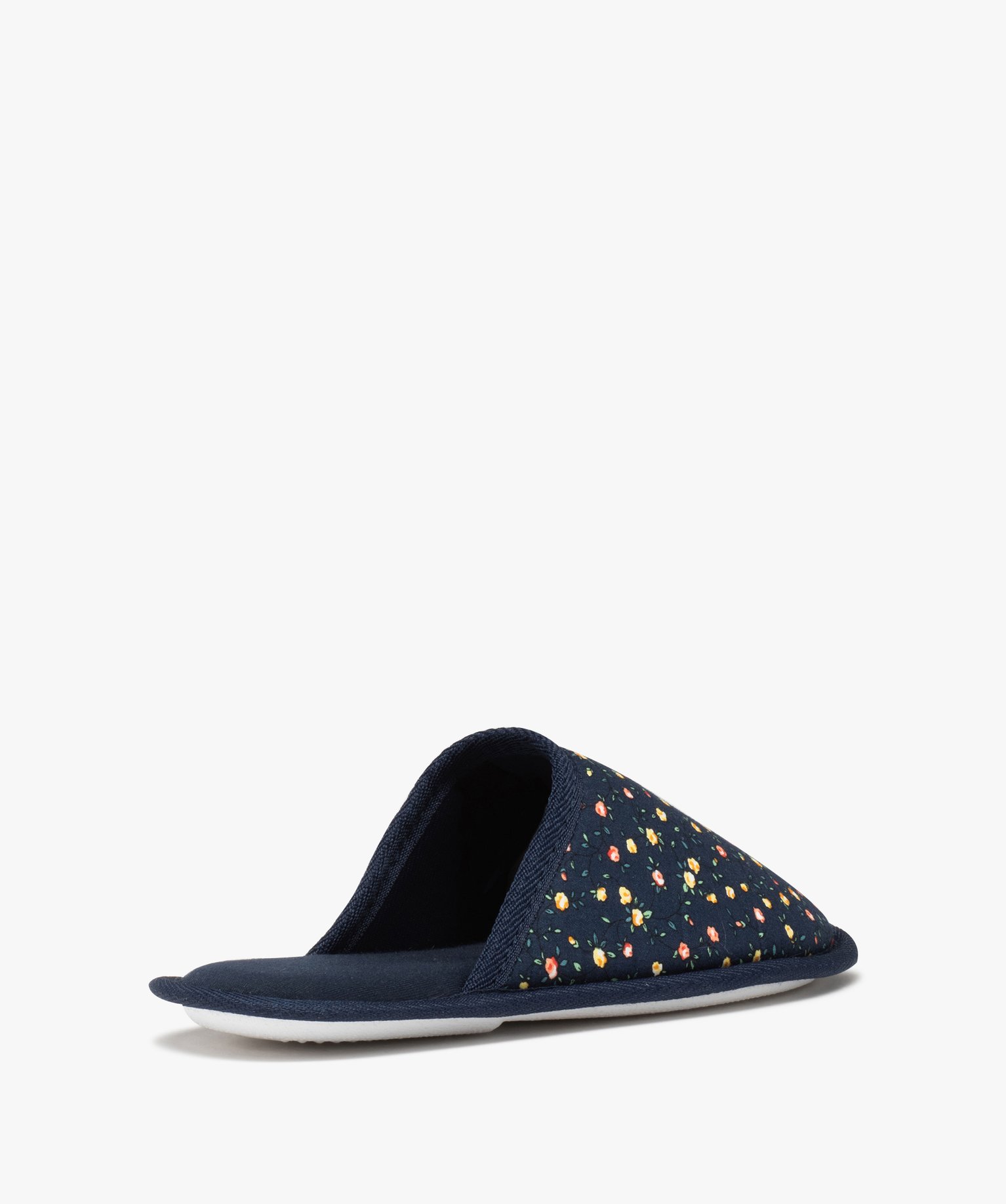 Chaussons femme mules imprimées mille fleurs marine | GEMO