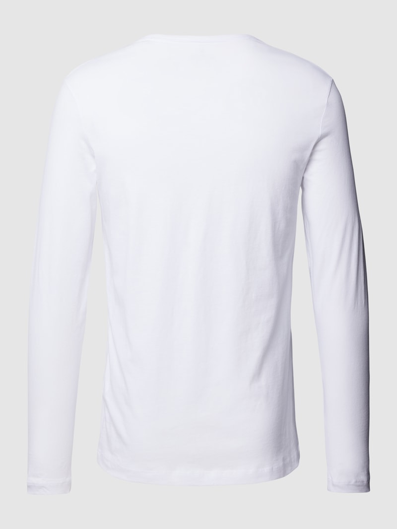 Longsleeve mit geripptem Rundhalsausschnitt im 2er-Pack in weiß
