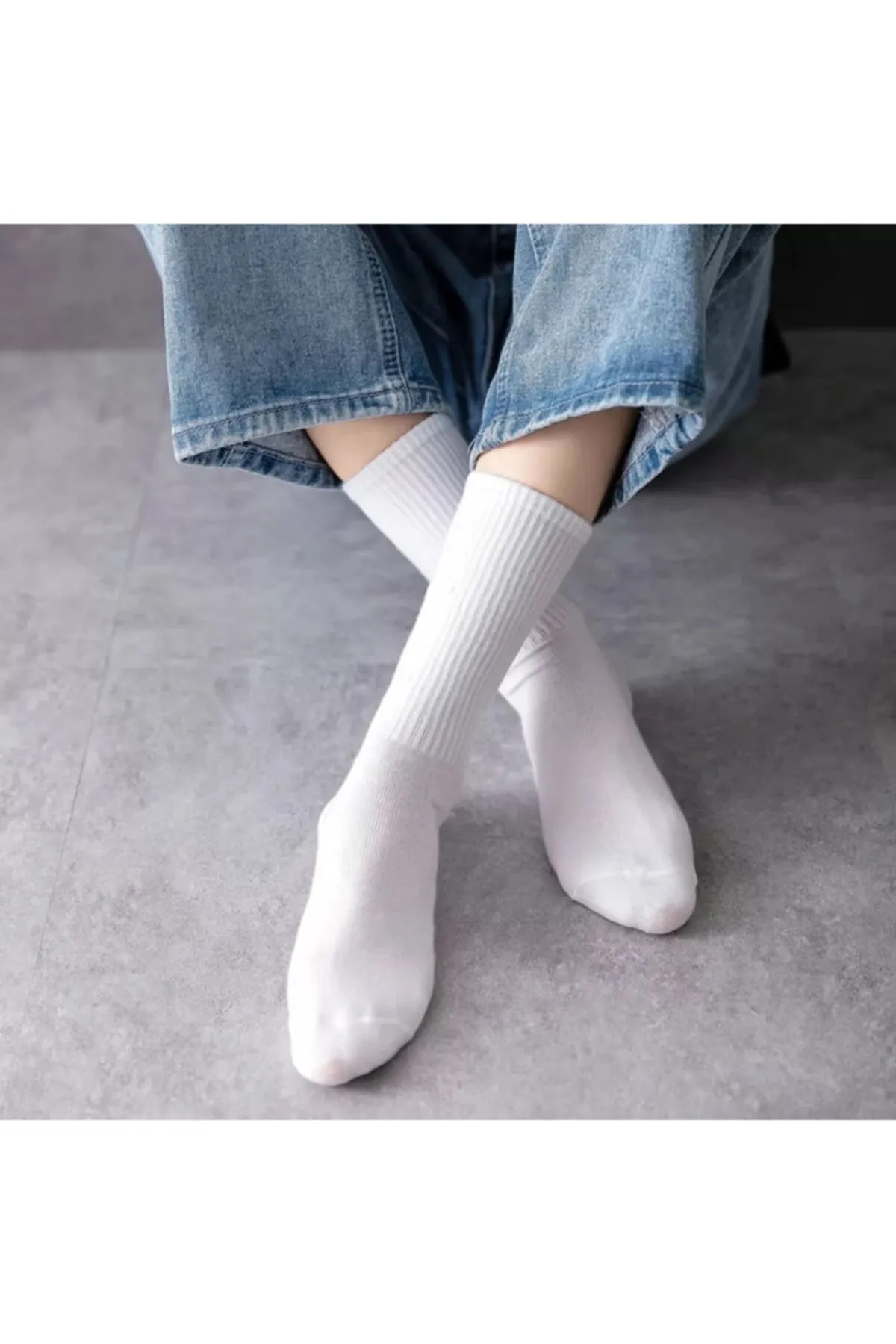 BGK  Unisex Weiße College-Socken ohne Muster, 6 Stück