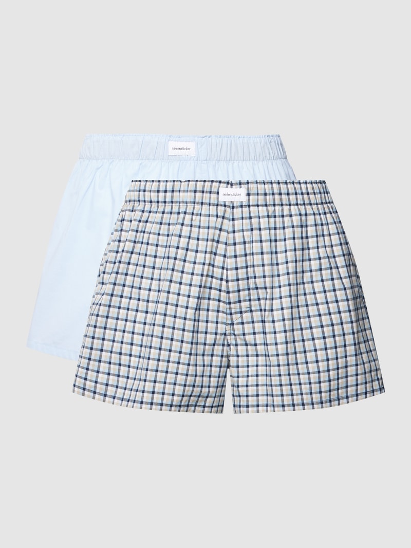 Boxershorts mit Label-Detail im 2er-Pack Modell 'Woven' in hellblau