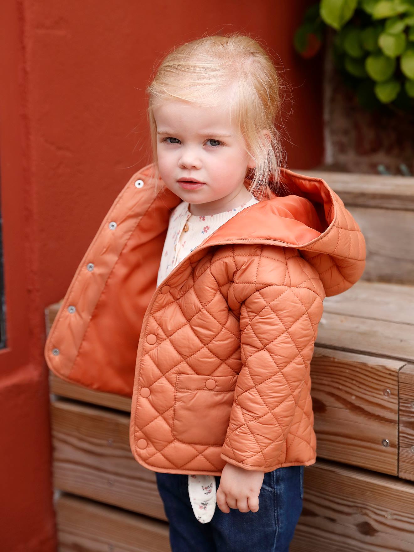 Vertbaudet Baby Steppjacke mit Kapuze & Recyclingmaterial - ziegel