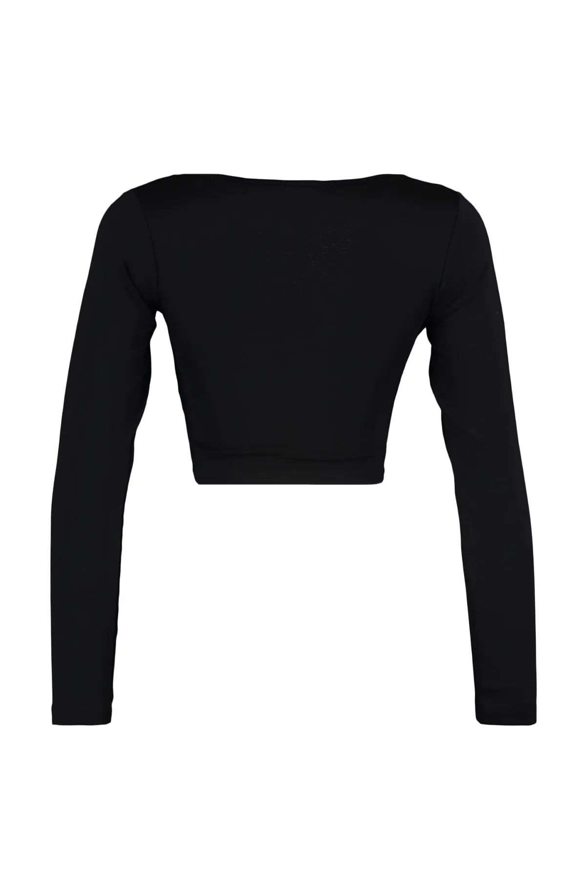 Trendyol Collection  Schwarze Paspelierung, detaillierte, eng anliegende Interlock-Strickbluse mit quadratischem Ausschnitt TWOAW23BZ00151