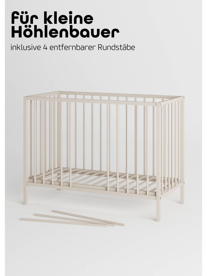 Sämann Beistellbett mit Rollen und Umbauseite - sahara dust - Dreamy 4 in 1 Bett günstig kaufen 60x120 cm