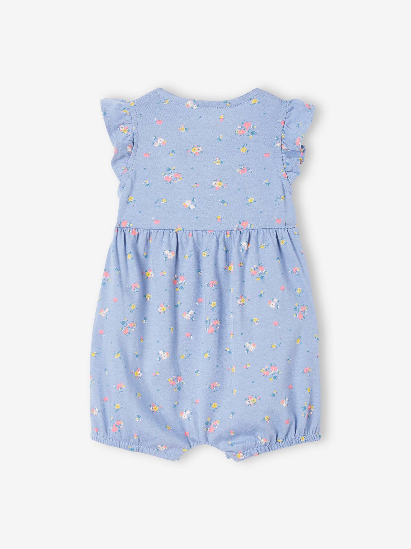 Combishort bébé manches volantées bleu pâle