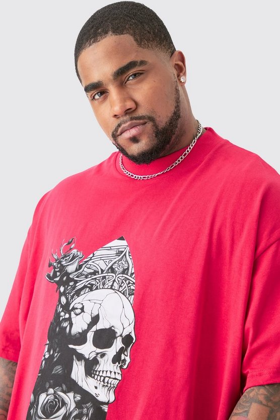 Plus Oversize T-Shirt mit Totenkopf-Print