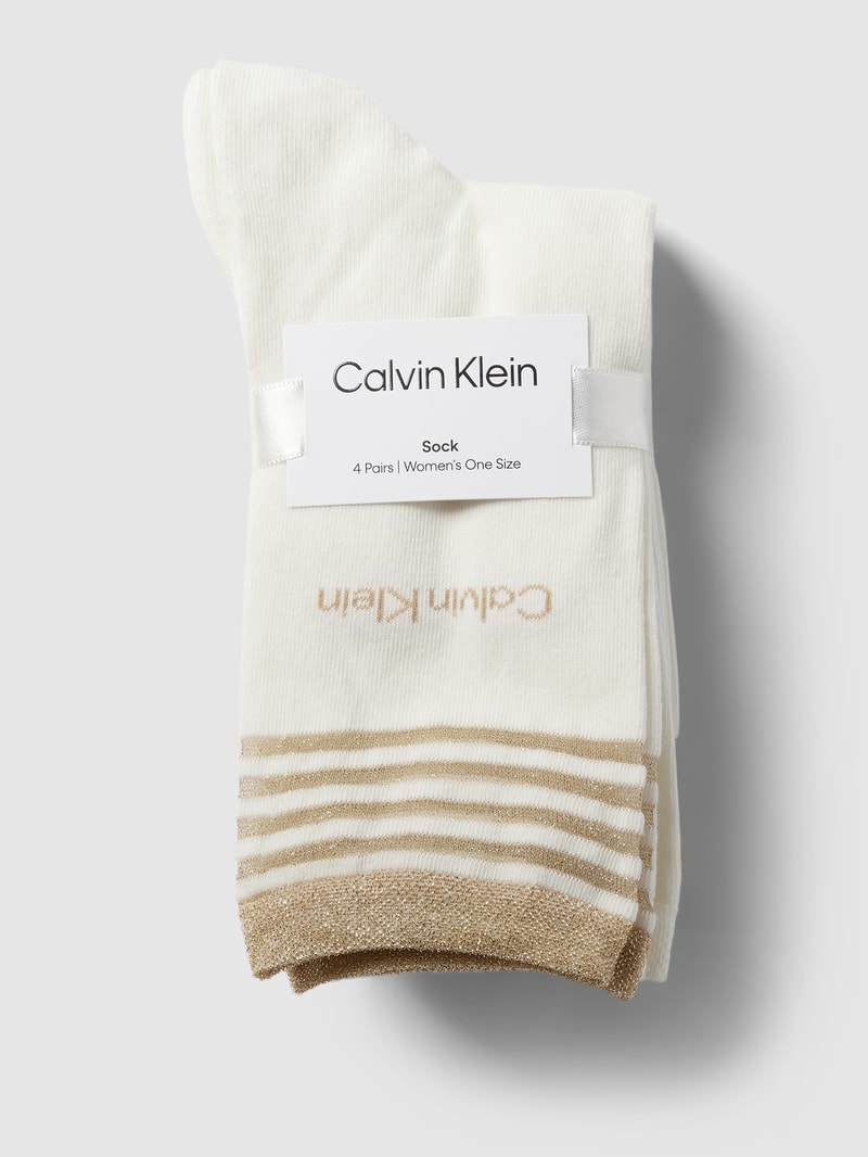 Socken mit Effektgarn im 4er-Pack in offwhite